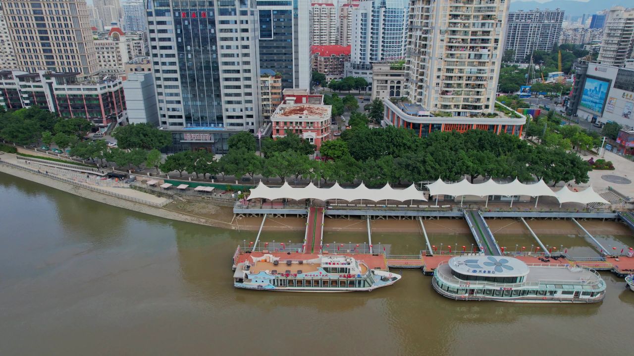 航拍福州闽江游台江码头 6