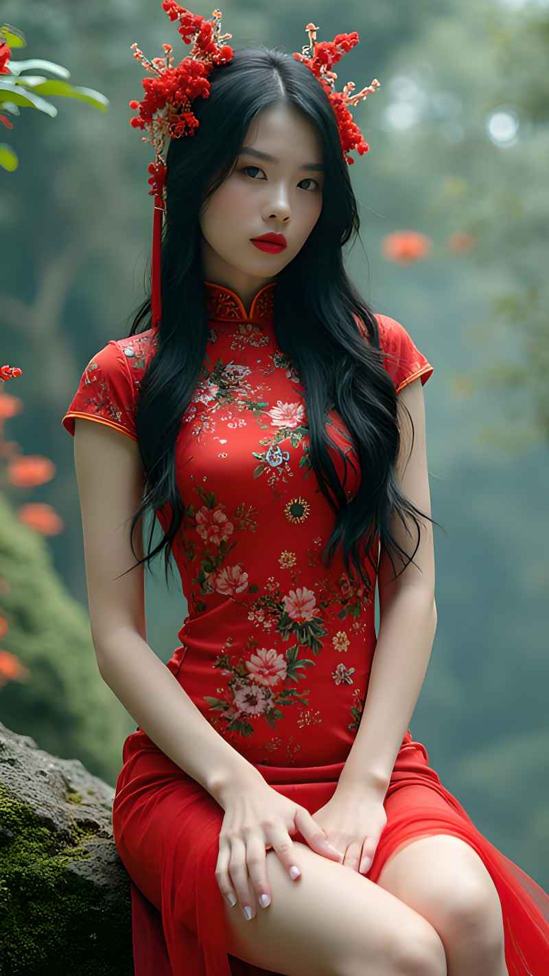 红色女子户外拍摄系列高清艺术视觉 31