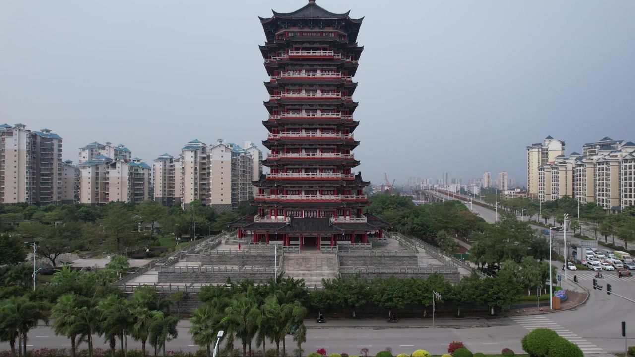 广西钦州体育中心体育馆航拍  
