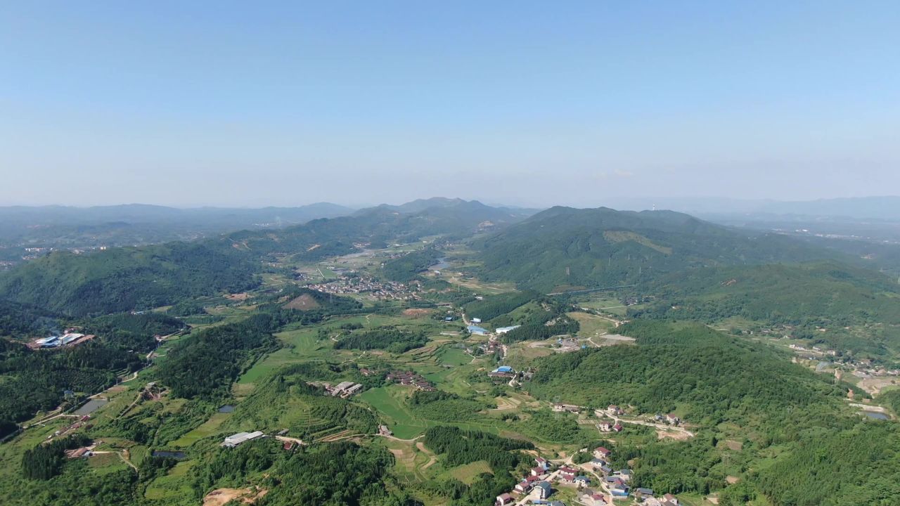 美丽乡村田园山川航拍 