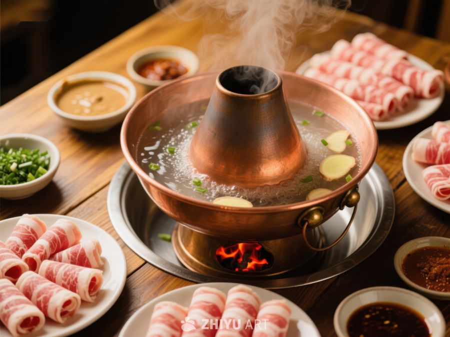 热气腾腾的火锅与新鲜食材 894