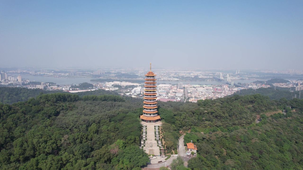  广东江门白水带公园白光塔航拍