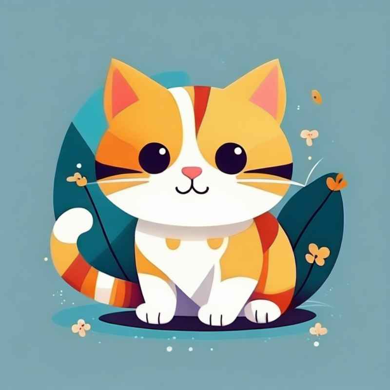 小花猫唯美插画 66