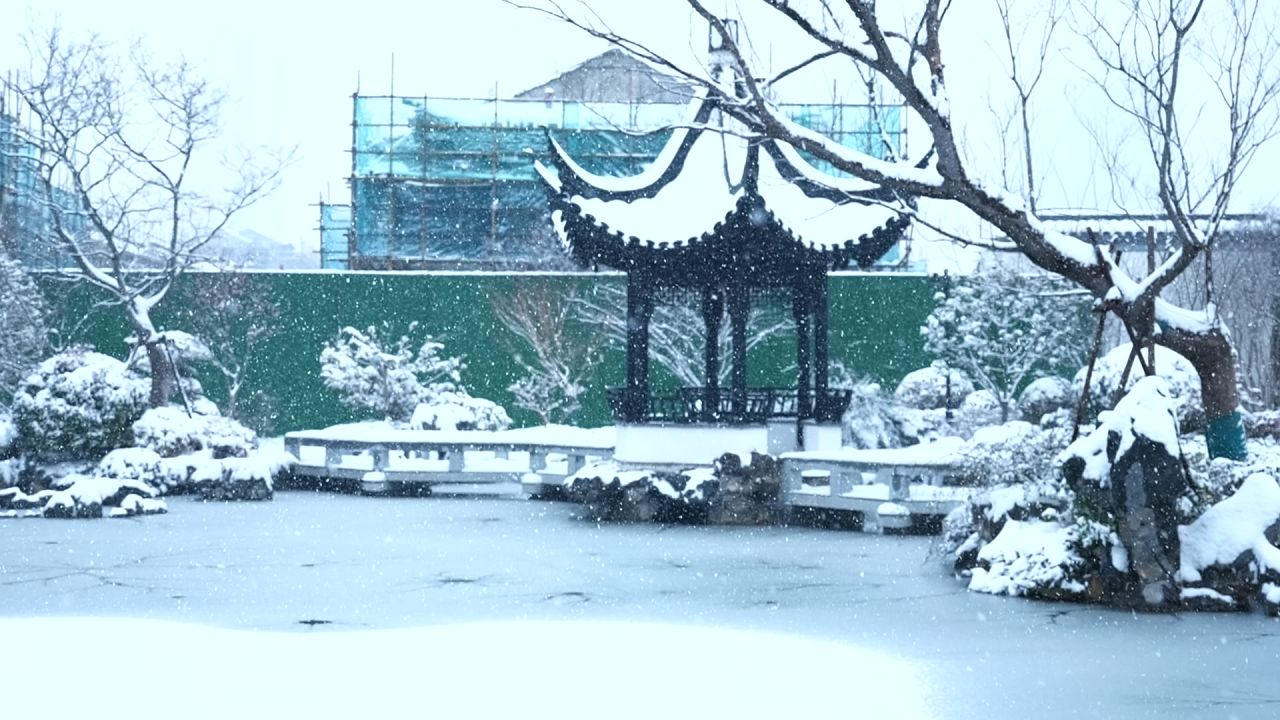 中式园林雪景 园林雪景 江南雪景 36
