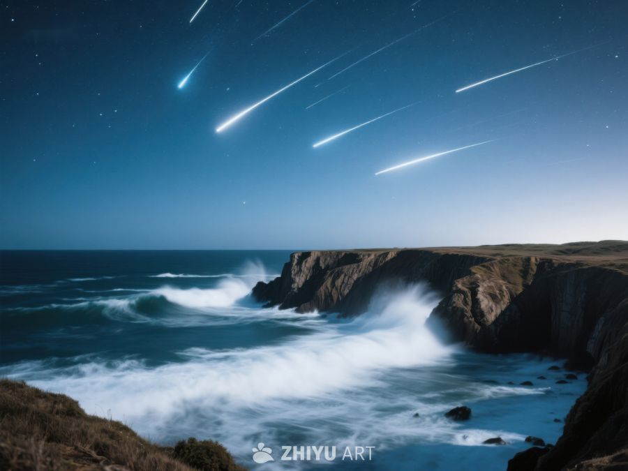 海岸夜景流星划过 23