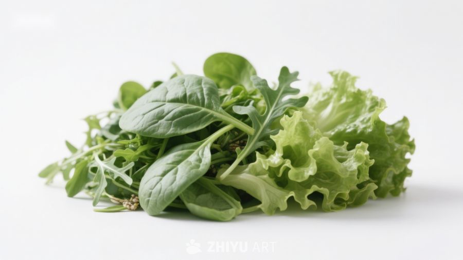 新鲜绿色叶菜混合堆叠