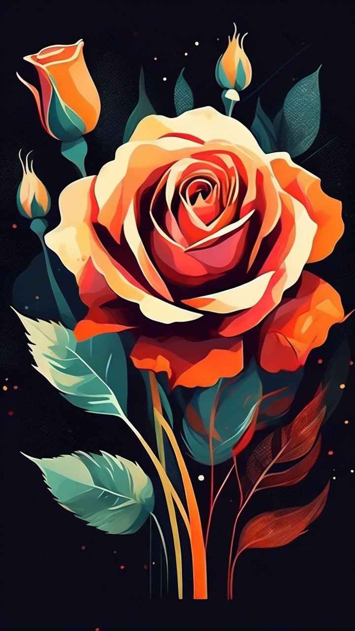 抽象花卉玫瑰插画 39
