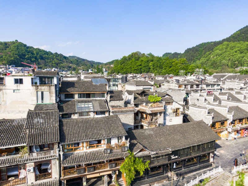 湖南湘西凤凰古城航拍