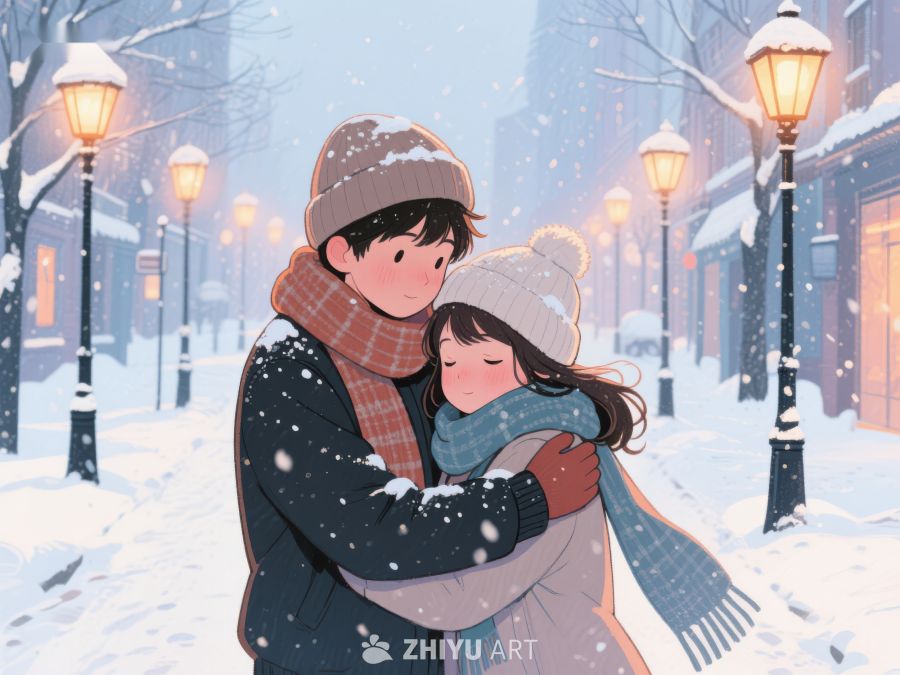 冬日街头的温暖拥抱 116