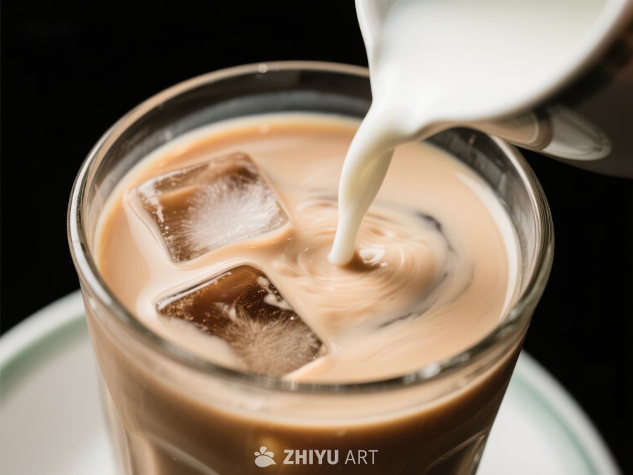 冰咖啡中倒入牛奶的瞬间 20