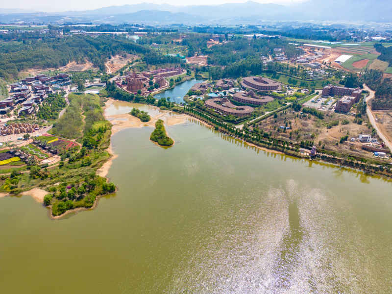 云南红河弥勒东方韵景区航拍 