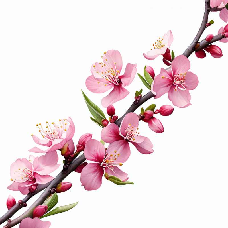 春季桃花元素插画 13
