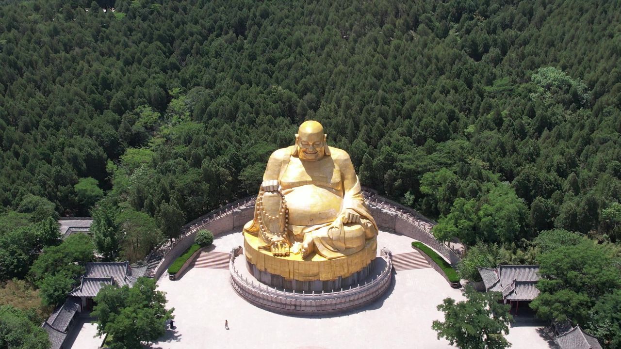 山东济南千佛山4A景区航拍  