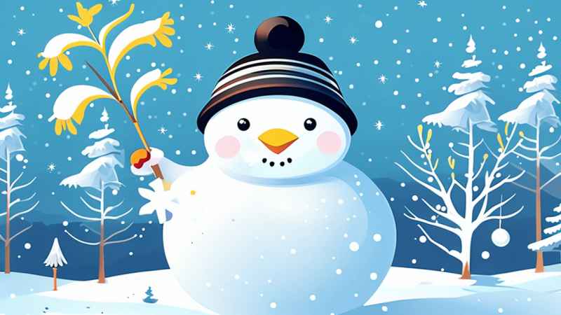 冬季雪景插画雪人 11