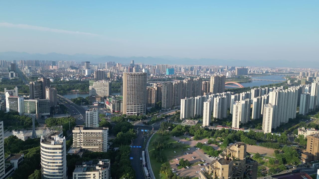 航拍浙江金华城市风光