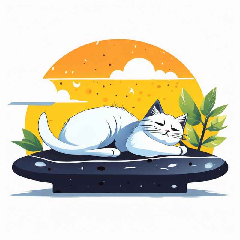 爱睡懒觉的猫咪插画元素 22