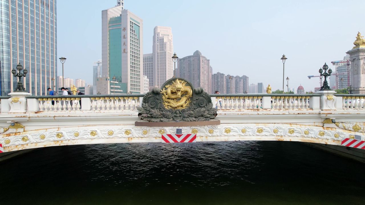 天津海河北安桥大场景航拍