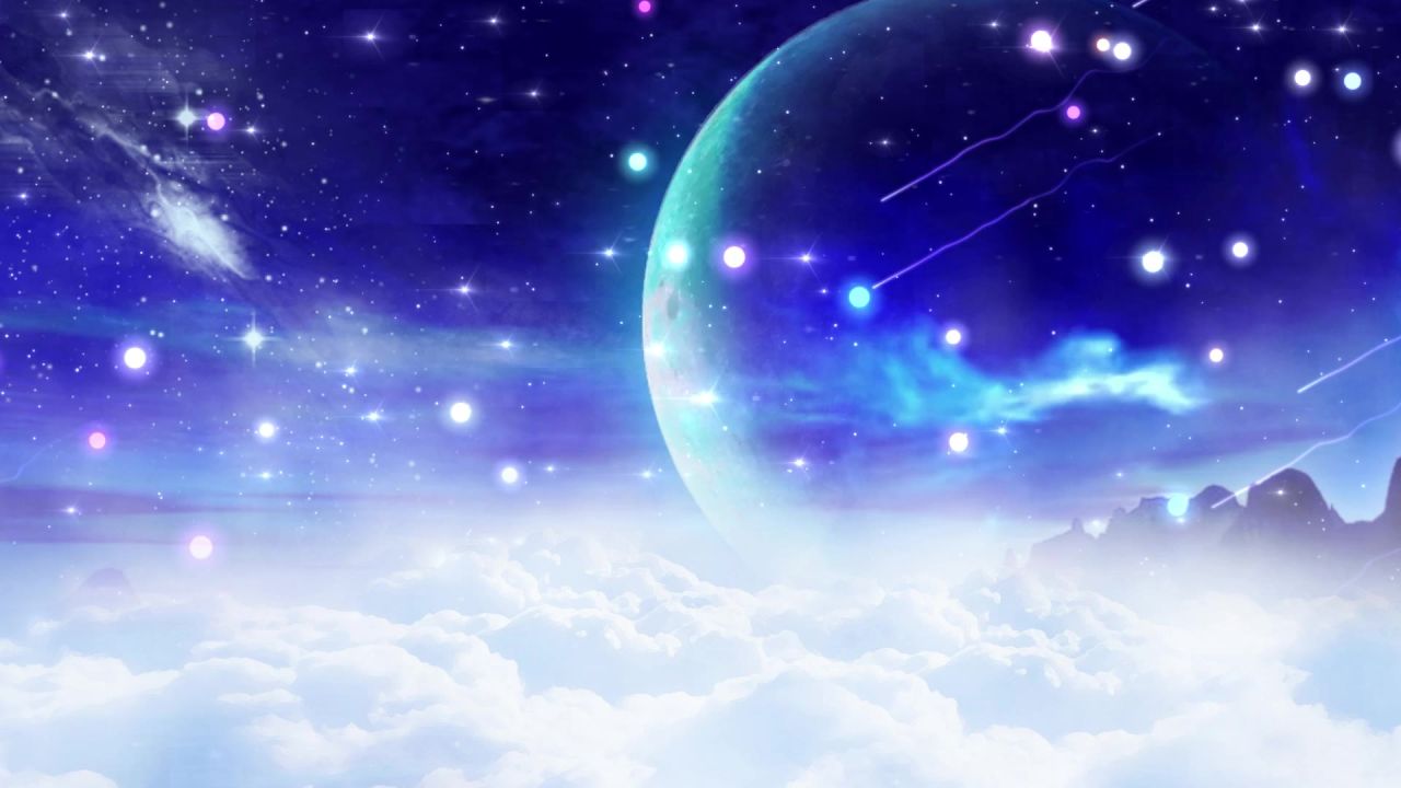 唯美大海上升月亮白月光蓝色夜空圆月明月大屏幕舞台LED视频  106