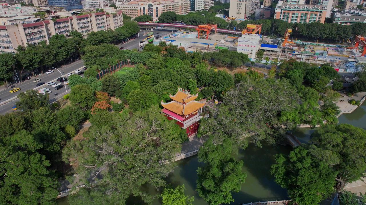 航拍福州打铁港公园