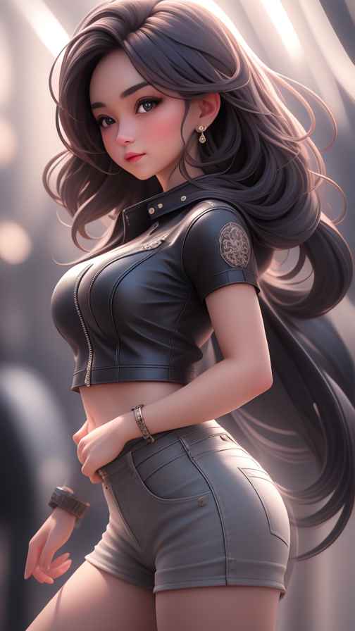 牛仔女孩酷酷的
