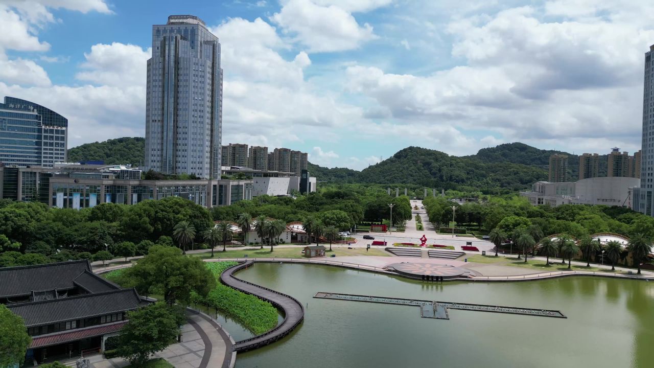 航拍浙江台州城市风光