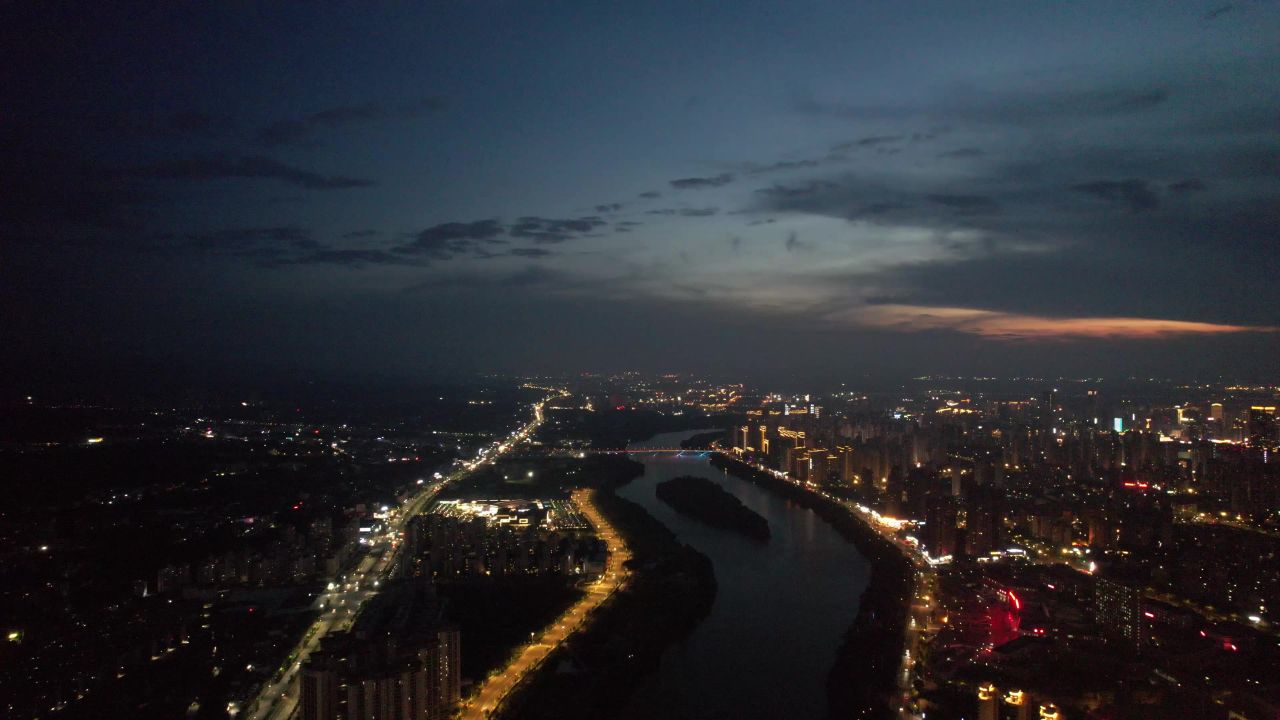江西赣州城市夜景航拍