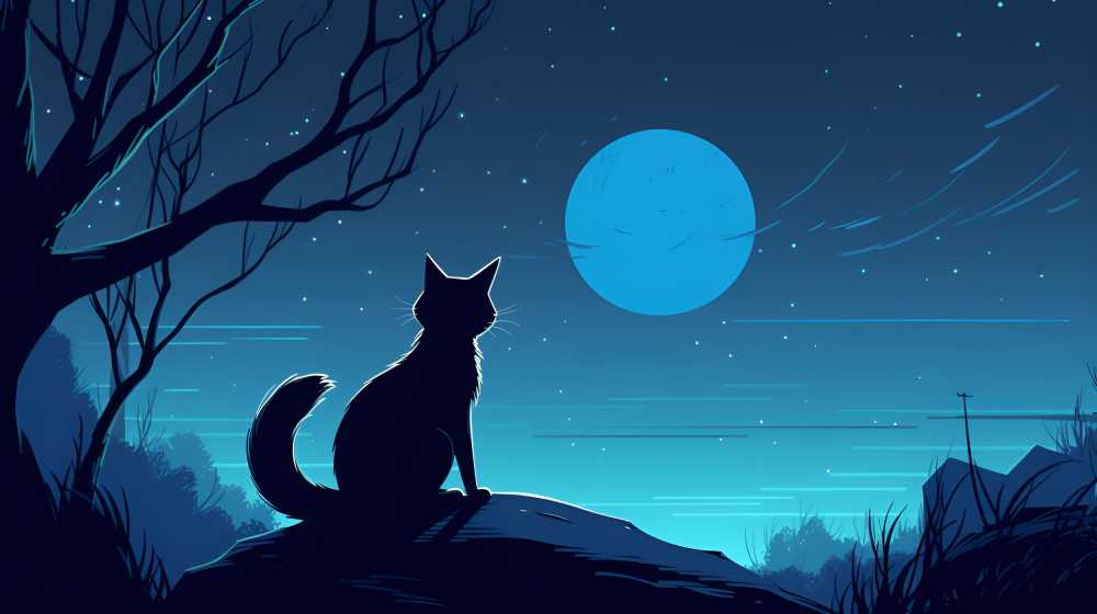夜色下猫猫插画