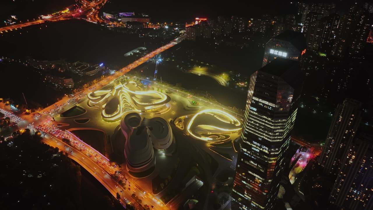 湖南长沙梅溪湖城市夜景风光航拍 10