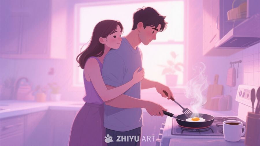 厨房温馨时刻：情侣共煮早餐 75