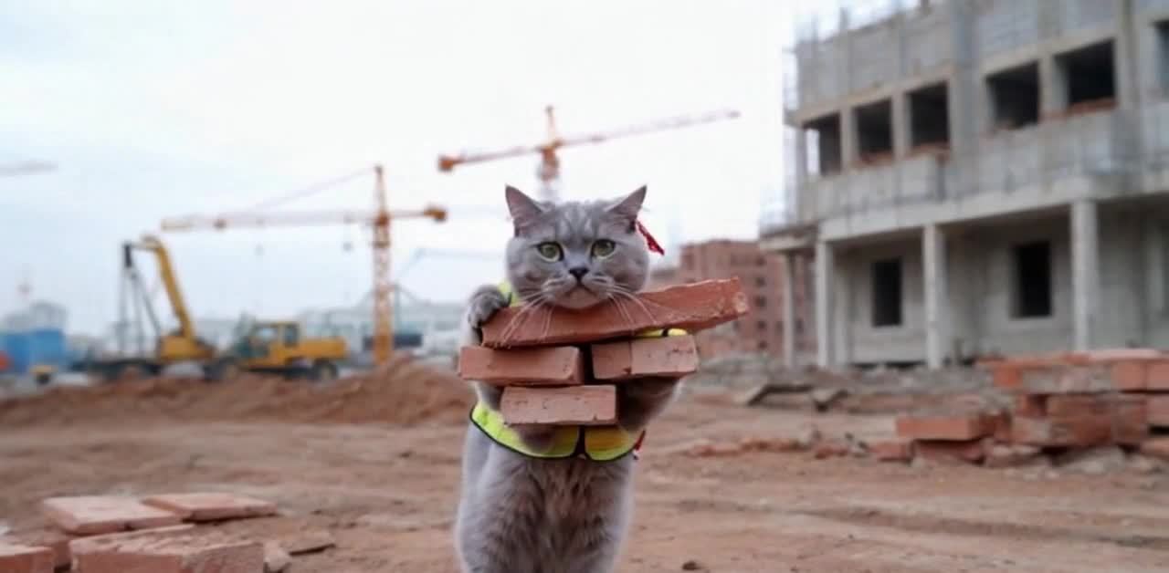 工地猫：灰猫搬砖筑梦未来
