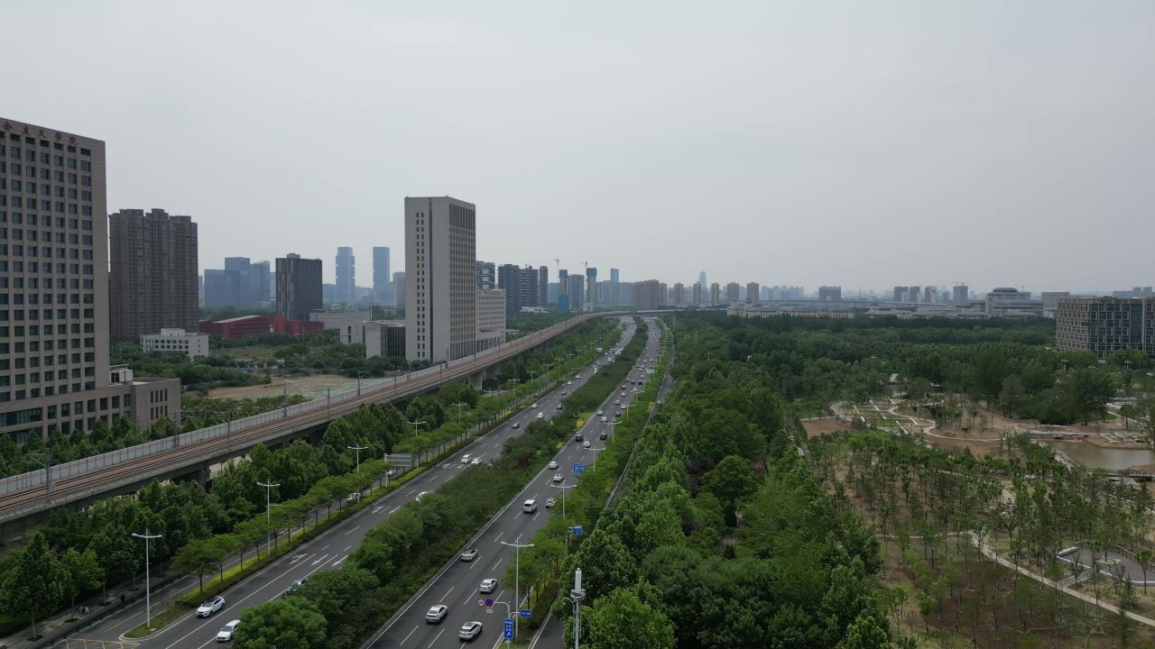河南郑州城市交通航拍