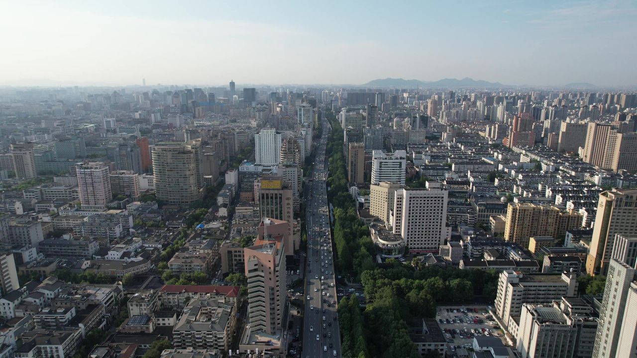 浙江杭州城市风光地标建筑航拍