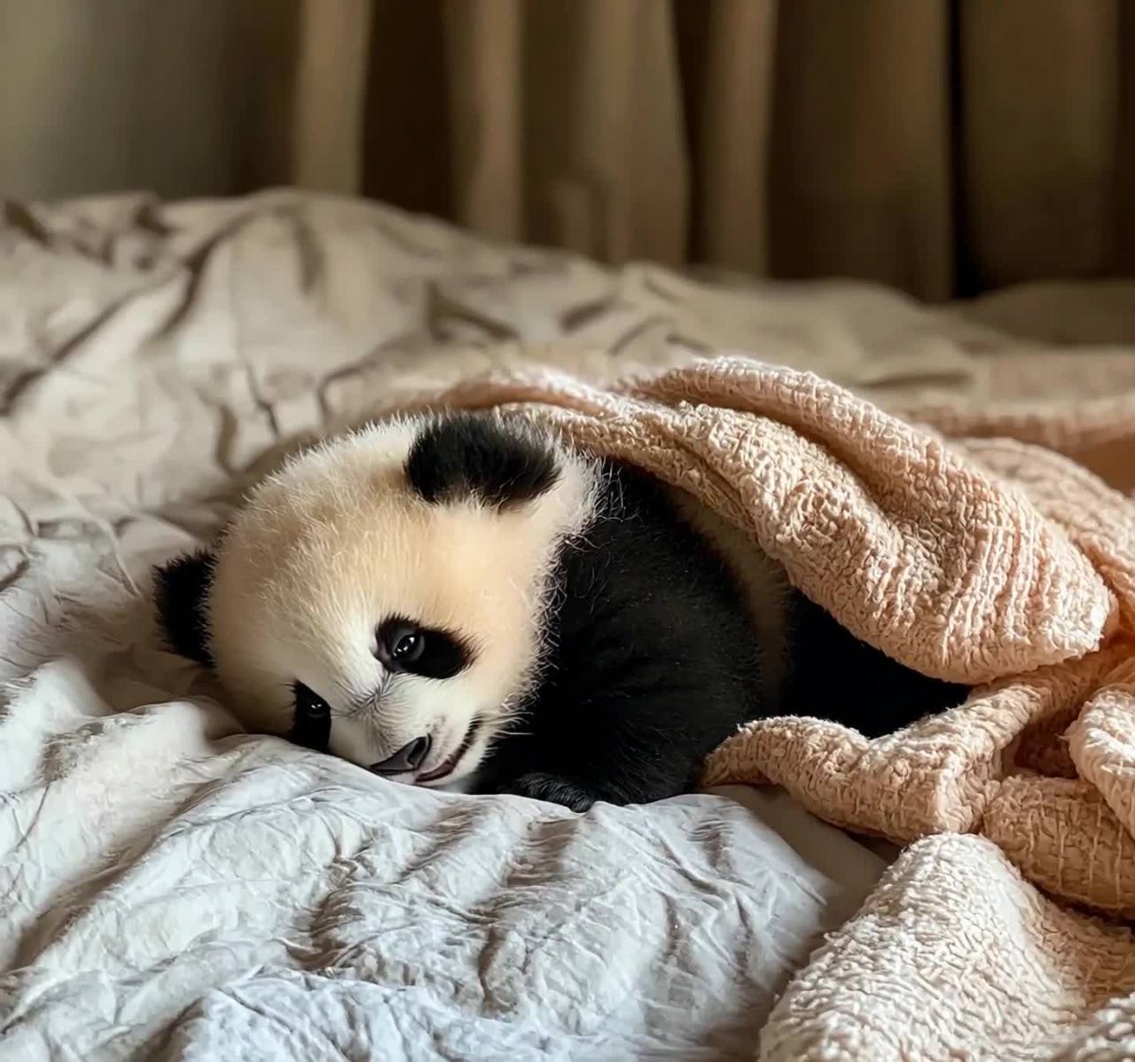 小熊猫毛毯甜睡