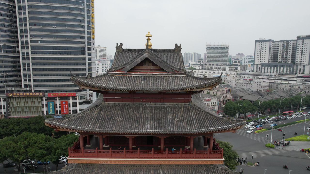 广西南宁畅游阁地标建筑航拍