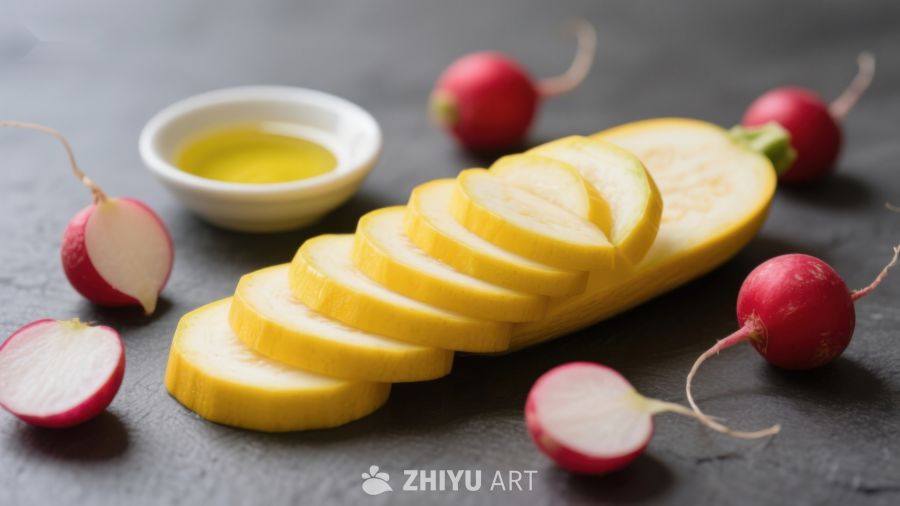 切片黄西葫芦与红萝卜