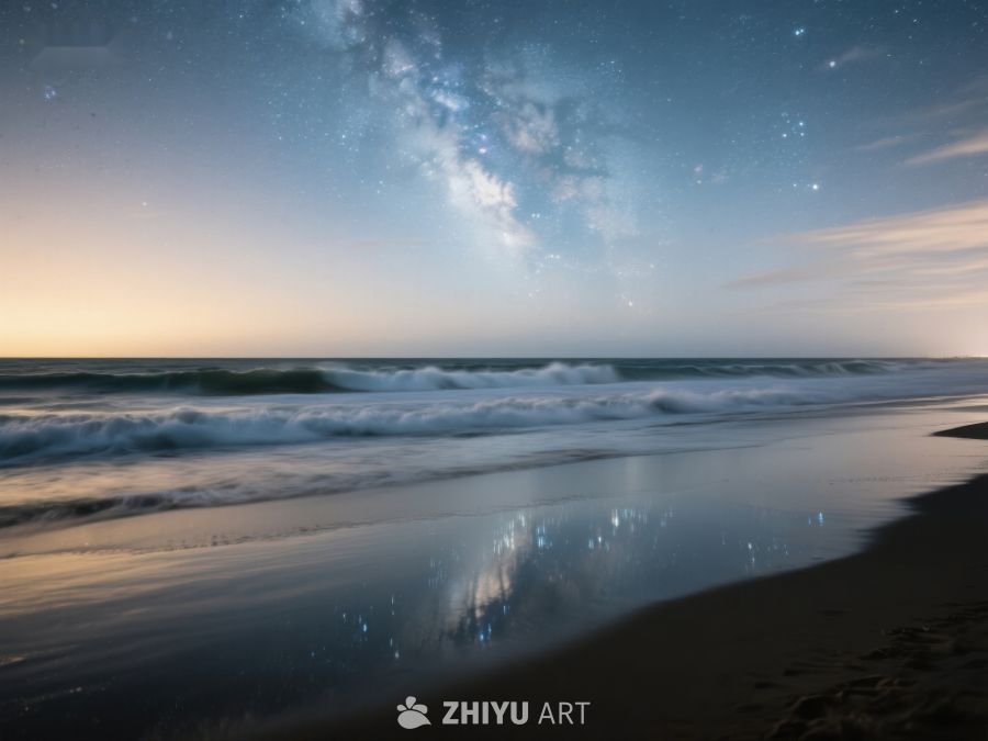 星空下的海滩夜景 186