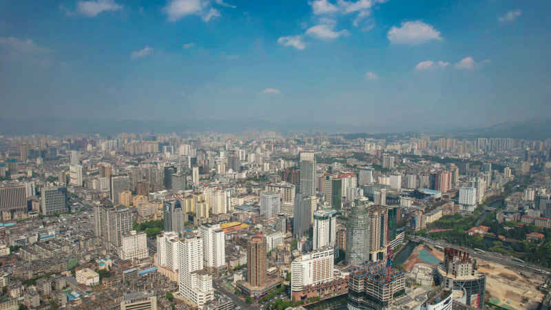 云南昆明城市风光交通航拍图 