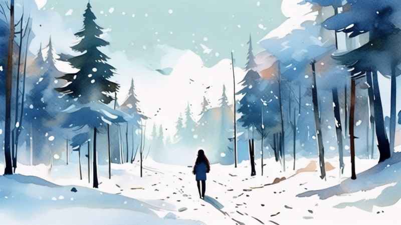 冬季背景图插画雪山雪景 9