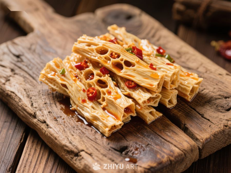 香辣豆皮卷，传统美食 1556