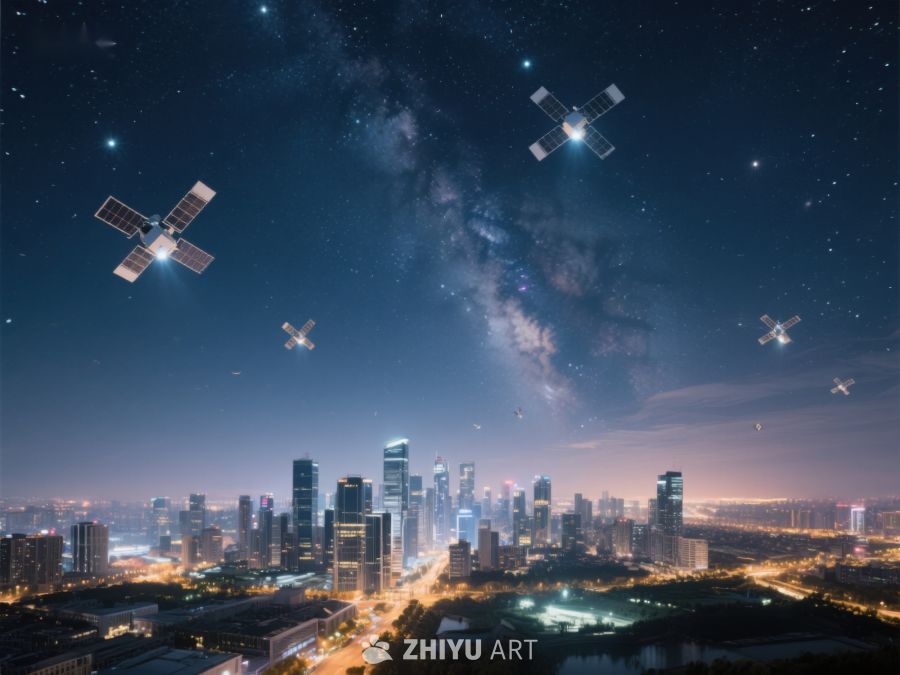 卫星环绕夜空城市 133