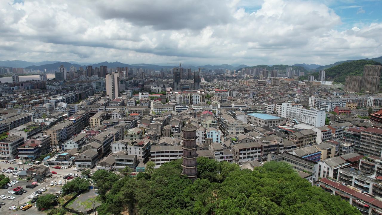 浙江温州城市风光航拍 