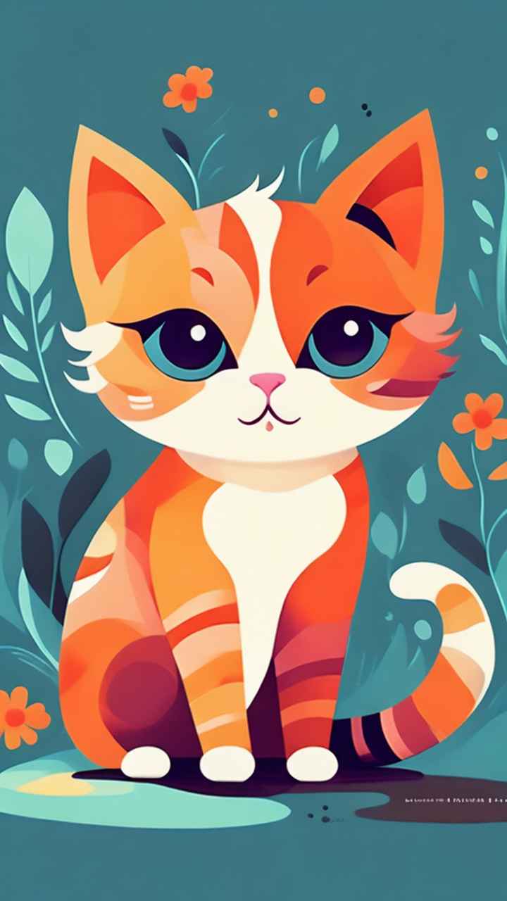 小花猫唯美插画 117