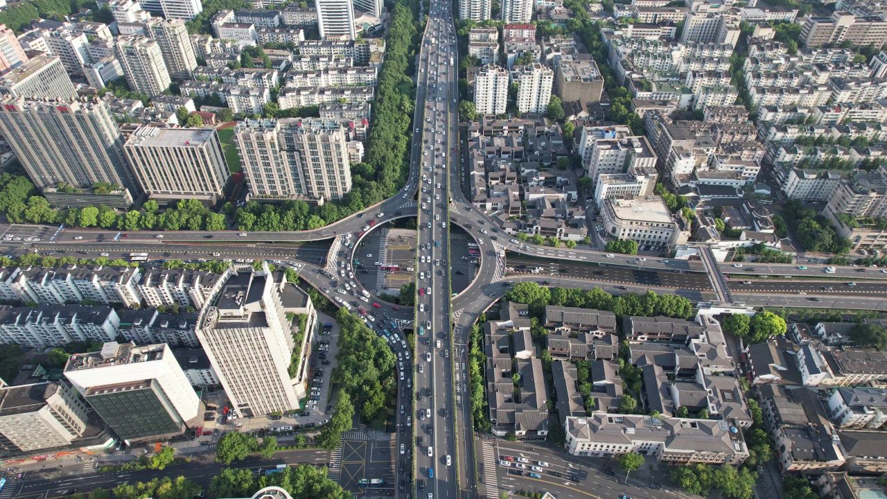 浙江杭州城市风光地标建筑航拍