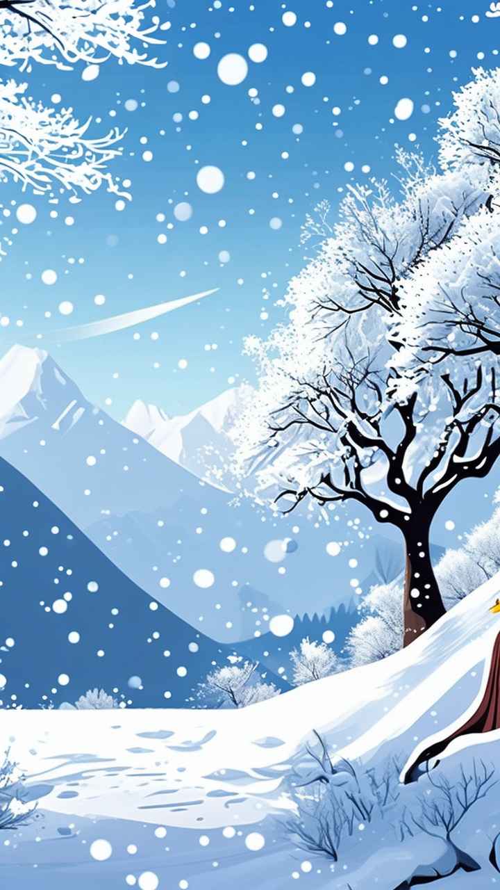 雪景唯美插画小屋 20