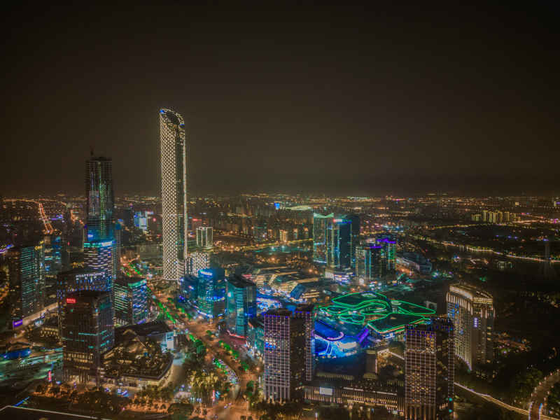 航拍 江苏 苏州 城市 夜景