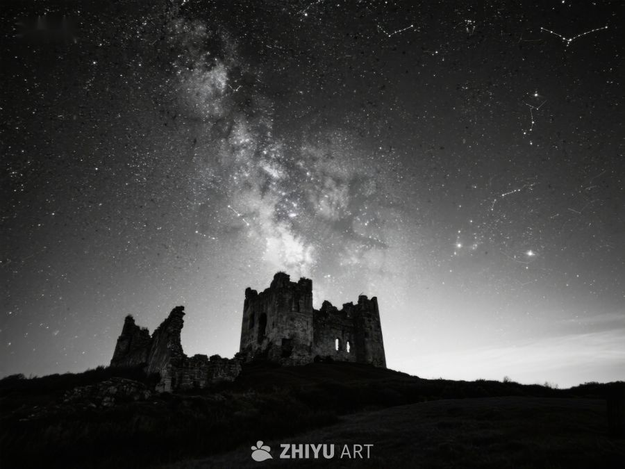 星空下的古老城堡剪影 177