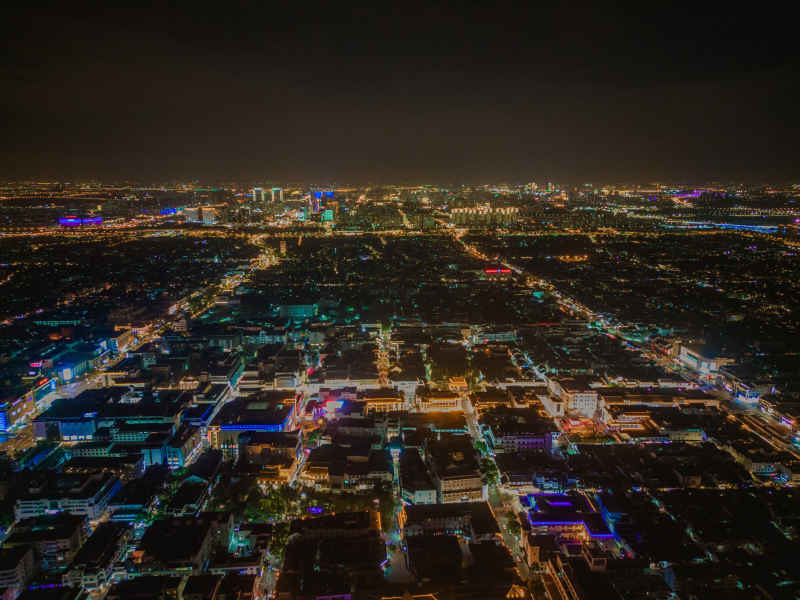 航拍 江苏 苏州 城市 夜景