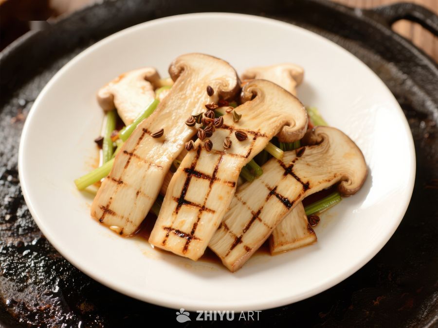烤松茸配青葱美食 597