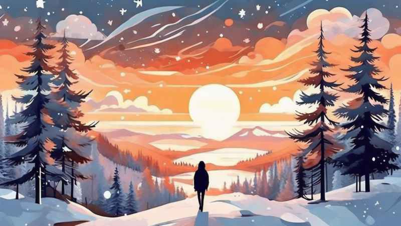 冬季背景图插画雪山雪景 42