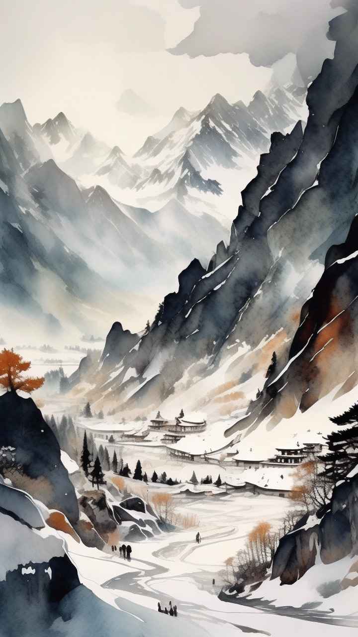 雪山高原冰川插画 32